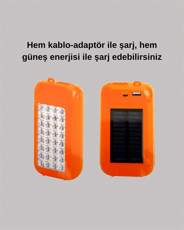 Gold Silver Güneş Enerjili Powerbank Işıldak – 10000 Mah, Taşınabilir, Suya Dayanıklı, 32 Led ( Lisinya )