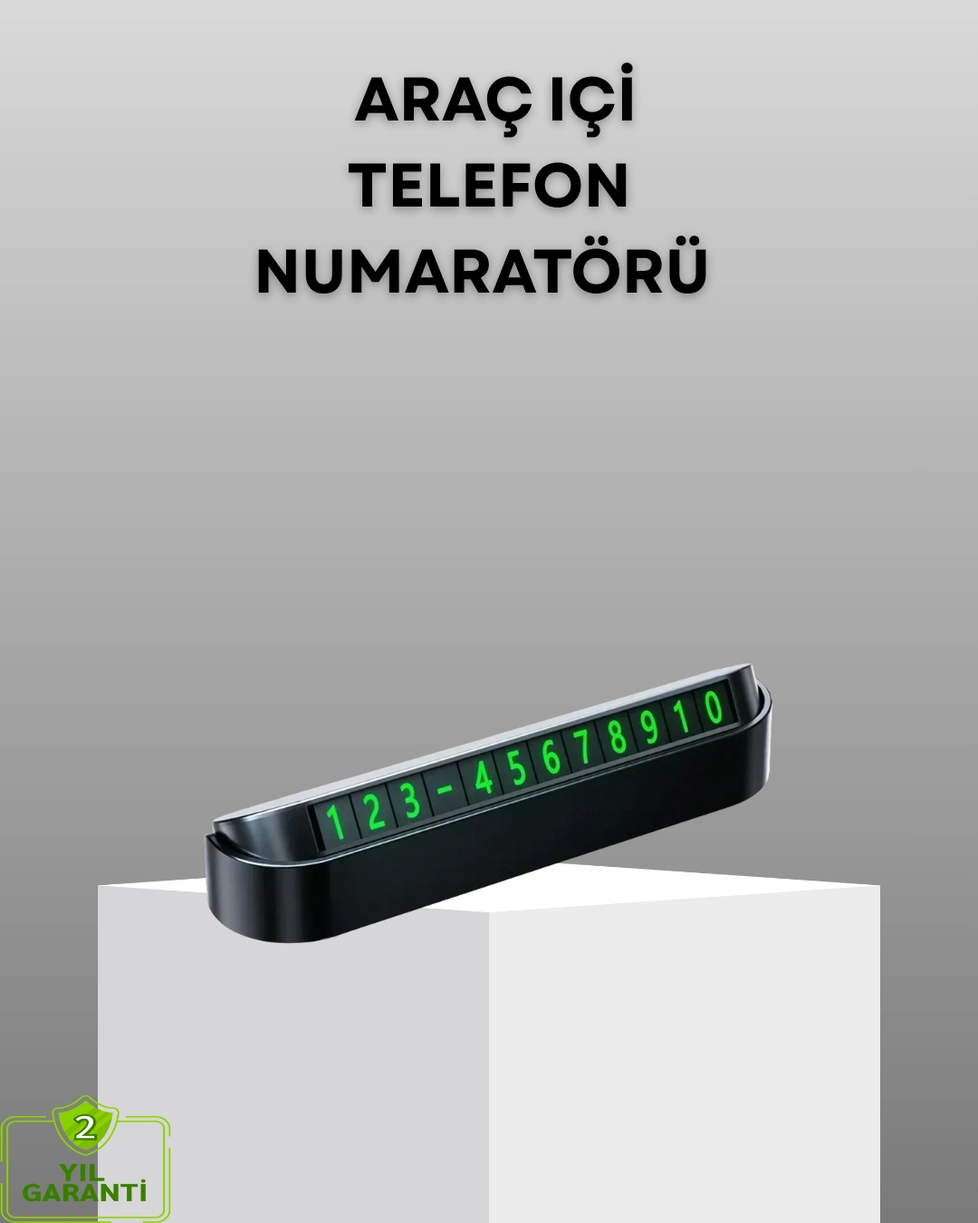 Gri Alüminyum Araç İçi Telefon Numaratörü – Dayanıklı, Modern Ve Net Görünürlük Sağlayan Tasarım ( Lisinya )