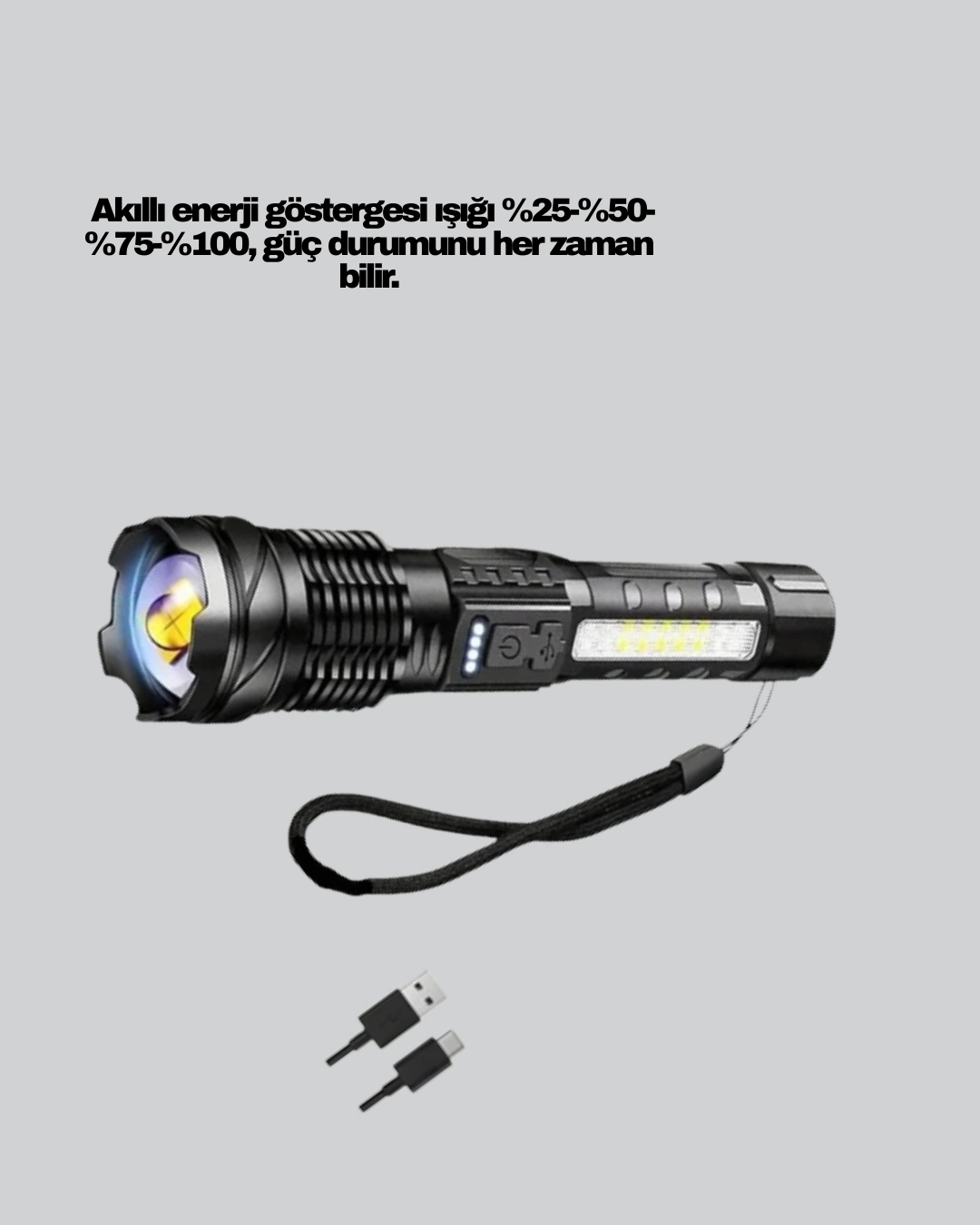 Güçlü Led El Feneri Şarj Edilebilir Çok Modlu ( Lisinya )