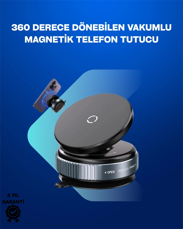 Güçlü Manyetik Tutuşlu 360° Döner Araç Telefon Tutucu – Vakumlu Montajlı ( Lisinya ) Güçlü Manyetik Tutuşlu 360° Döner Araç Telefon Tutucu – Vakumlu Montajlı ( Lisinya )