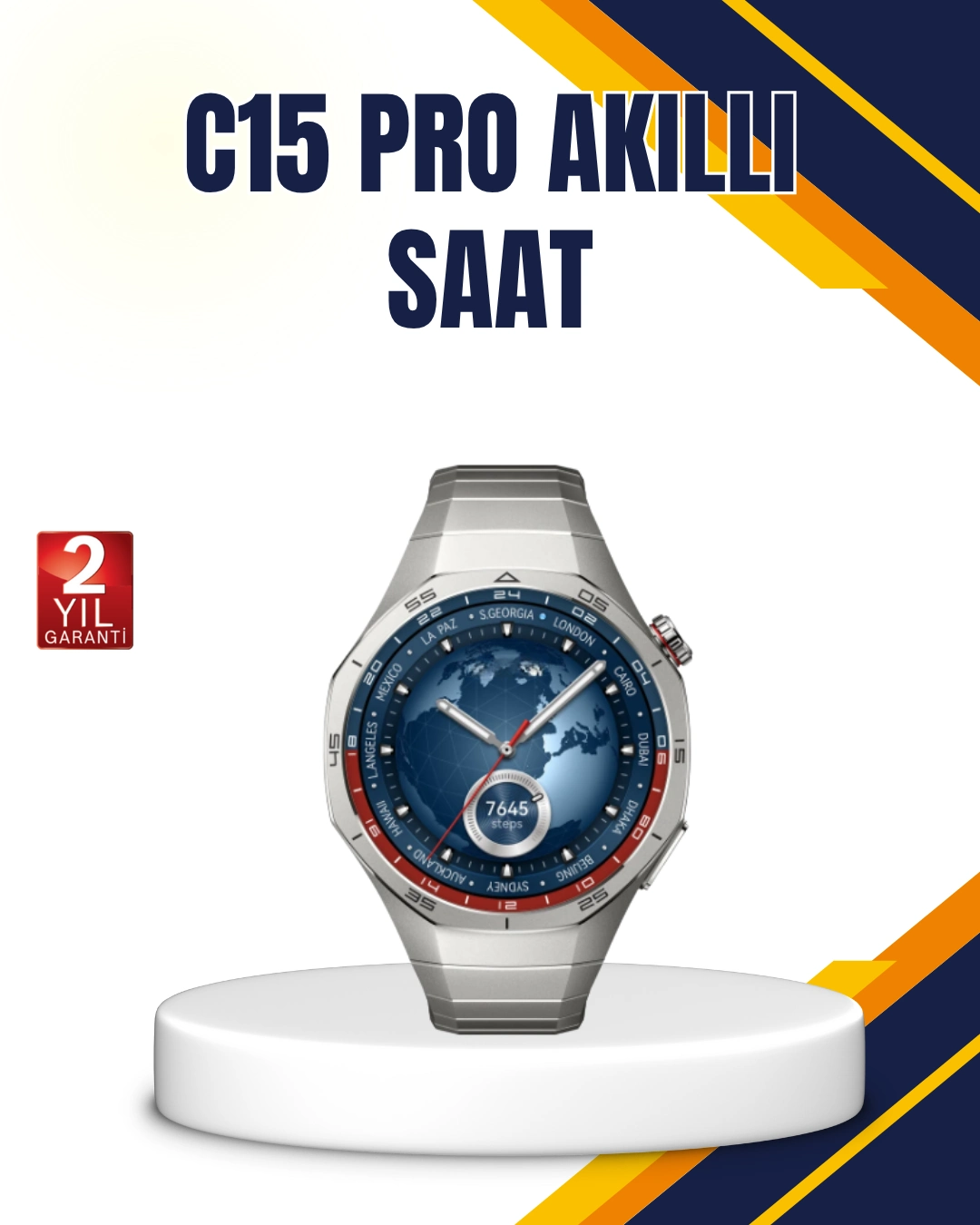 Gümüş Akıllı Saat 46mm Kasa ( Lisinya )