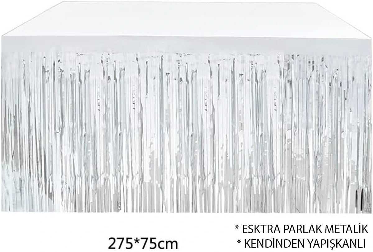 Gümüş Metalize Masa Eteği ( Lisinya ) Gümüş Metalize Masa Eteği ( Lisinya )