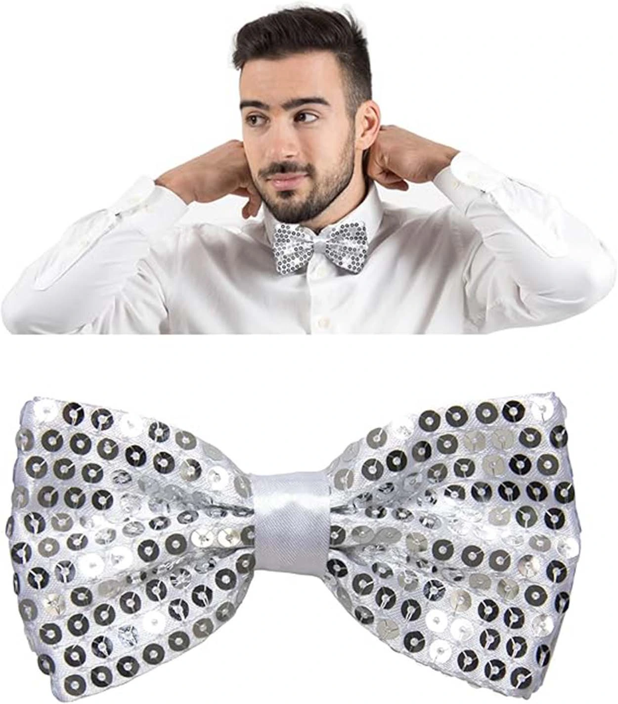 Gümüş Payetli Pullu Papyon ( Lisinya ) Gümüş Payetli Pullu Papyon ( Lisinya )