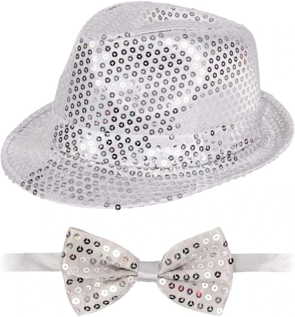 Gümüş Payetli Şapka Ve Papyon Seti – Parıltılı Yetişkin Kostüm Seti ( Lisinya ) Gümüş Payetli Şapka Ve Papyon Seti – Parıltılı Yetişkin Kostüm Seti ( Lisinya )