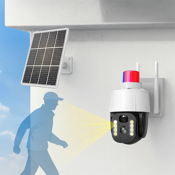Güneş Enerjili Alarmlı Çakarlı Dış Mekan Güvenlik Kamerası ( Lisinya ) Güneş Enerjili Alarmlı Çakarlı Dış Mekan Güvenlik Kamerası ( Lisinya )