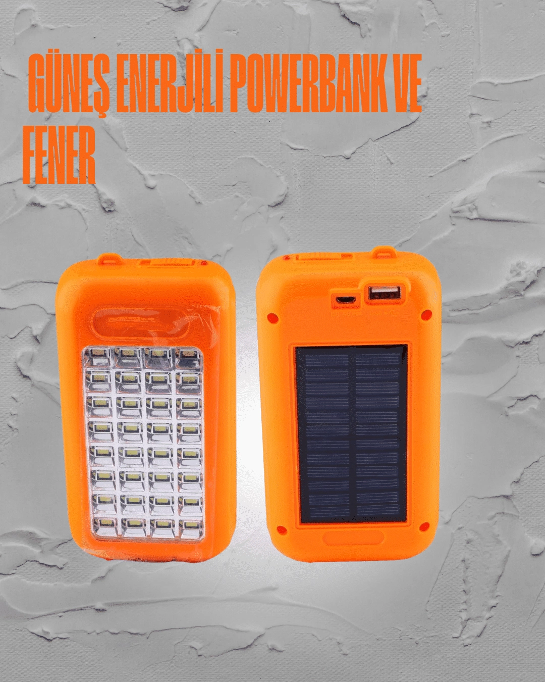 Güneş Enerjili Led Powerbank Işıldak – 10000 Mah, Su Geçirmez, 32 Led, Taşınabilir Tasarım ( Lisinya )