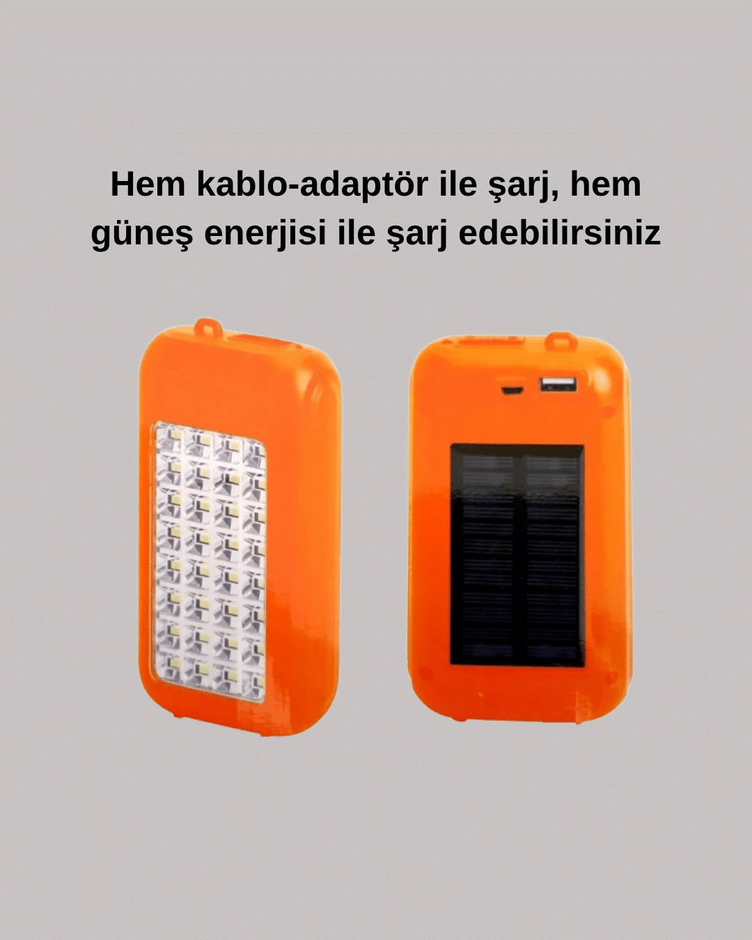 Güneş Enerjili Led Powerbank Işıldak – 10000 Mah, Su Geçirmez, 32 Led, Taşınabilir Tasarım ( Lisinya )