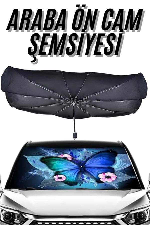 Güneş Önleyici Katlanabilir Oto Araba Güneşlik Şemsiye Tip Ön Cam ( Lisinya )