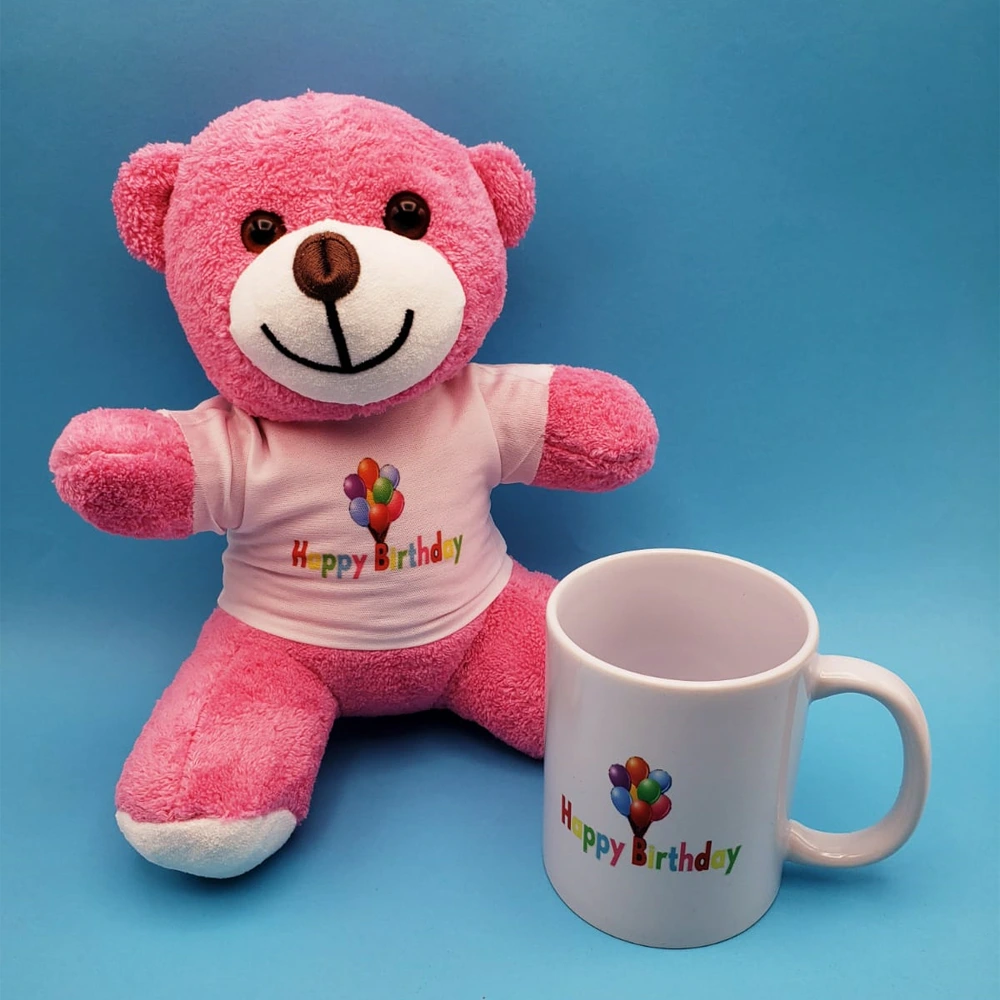 Happy Birthday Tasarım Pembe Ayıcık Ve Kupa Seti ( Lisinya ) Happy Birthday Tasarım Pembe Ayıcık Ve Kupa Seti ( Lisinya )