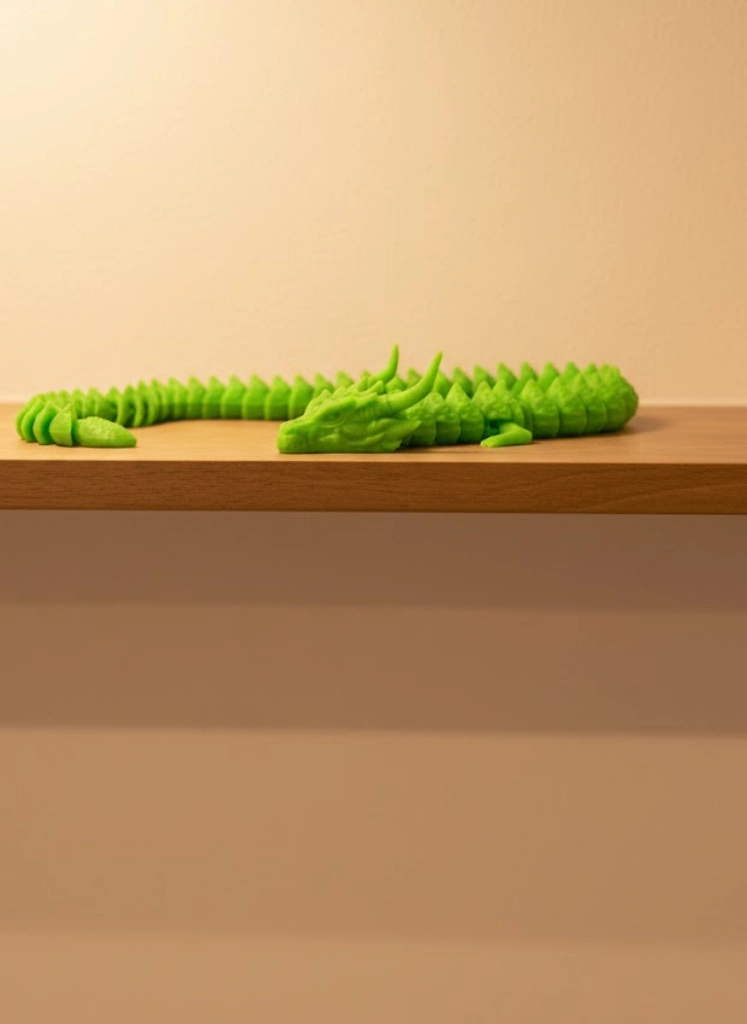 Hareketli Yeşil Ejderha Figür Uzun Gövdeli Koleksiyonluk Tasarım ( Lisinya )