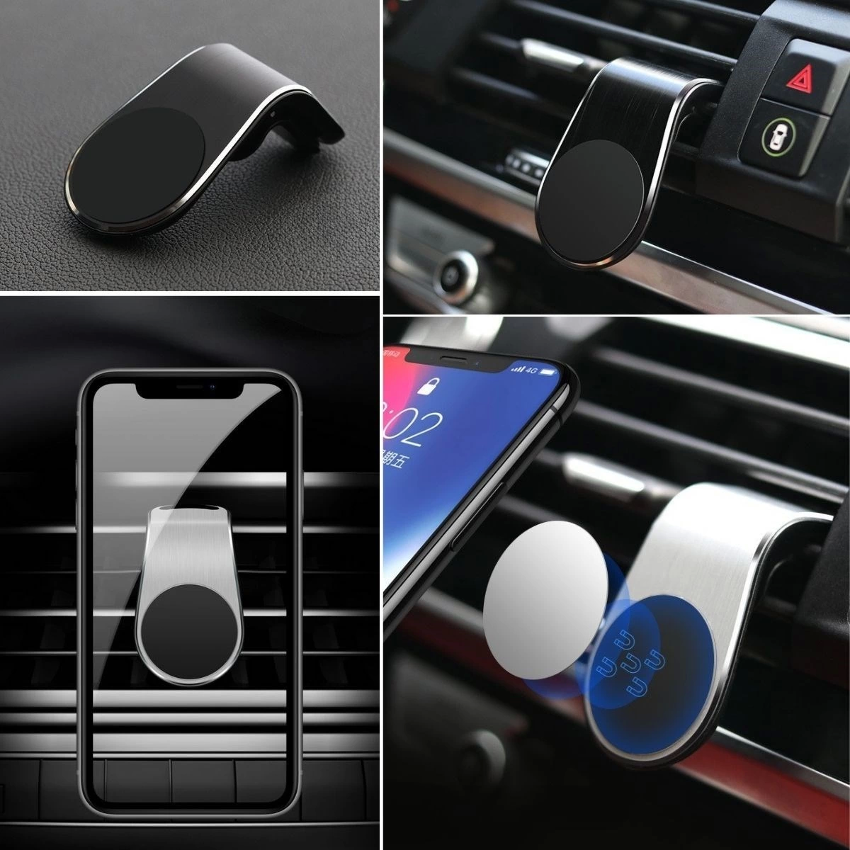 ® Havalanndırma Izgarasına Takılabilen Mandallı Mıknatıslı Oto Araç Içi Manyetik Telefon Tutucu ( Lisinya )