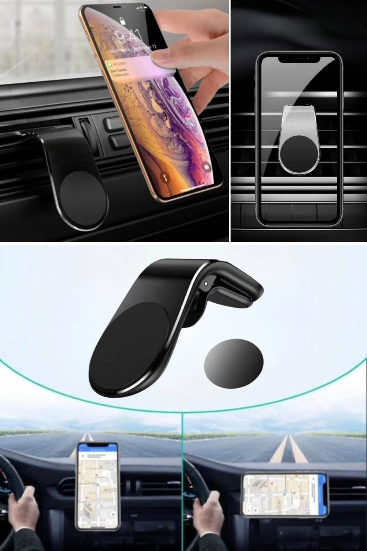 ® Havalanndırma Izgarasına Takılabilen Mandallı Mıknatıslı Oto Araç Içi Manyetik Telefon Tutucu ( Lisinya )