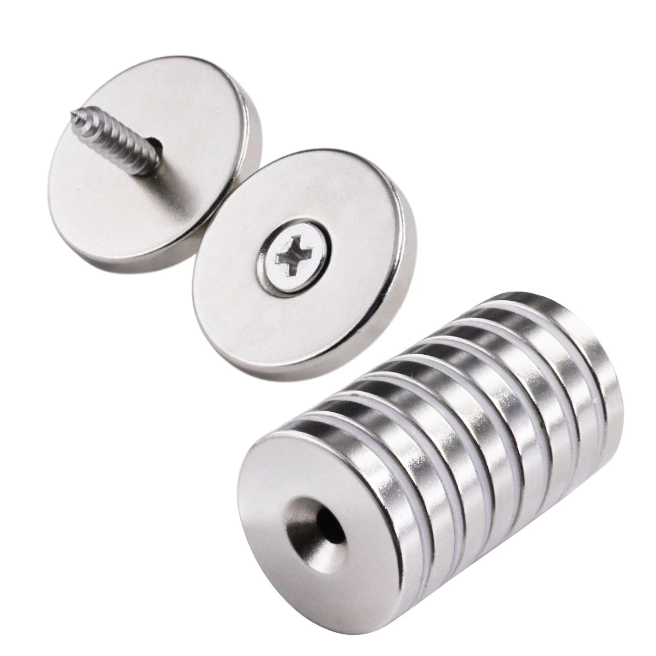 1 Adet 25x10/5x5,5 Mm Neodyum Mıknatıs Havşa Delikli Magnet Vida Atılabilir N35 Nikel Paslanmaz ( Lisinya )