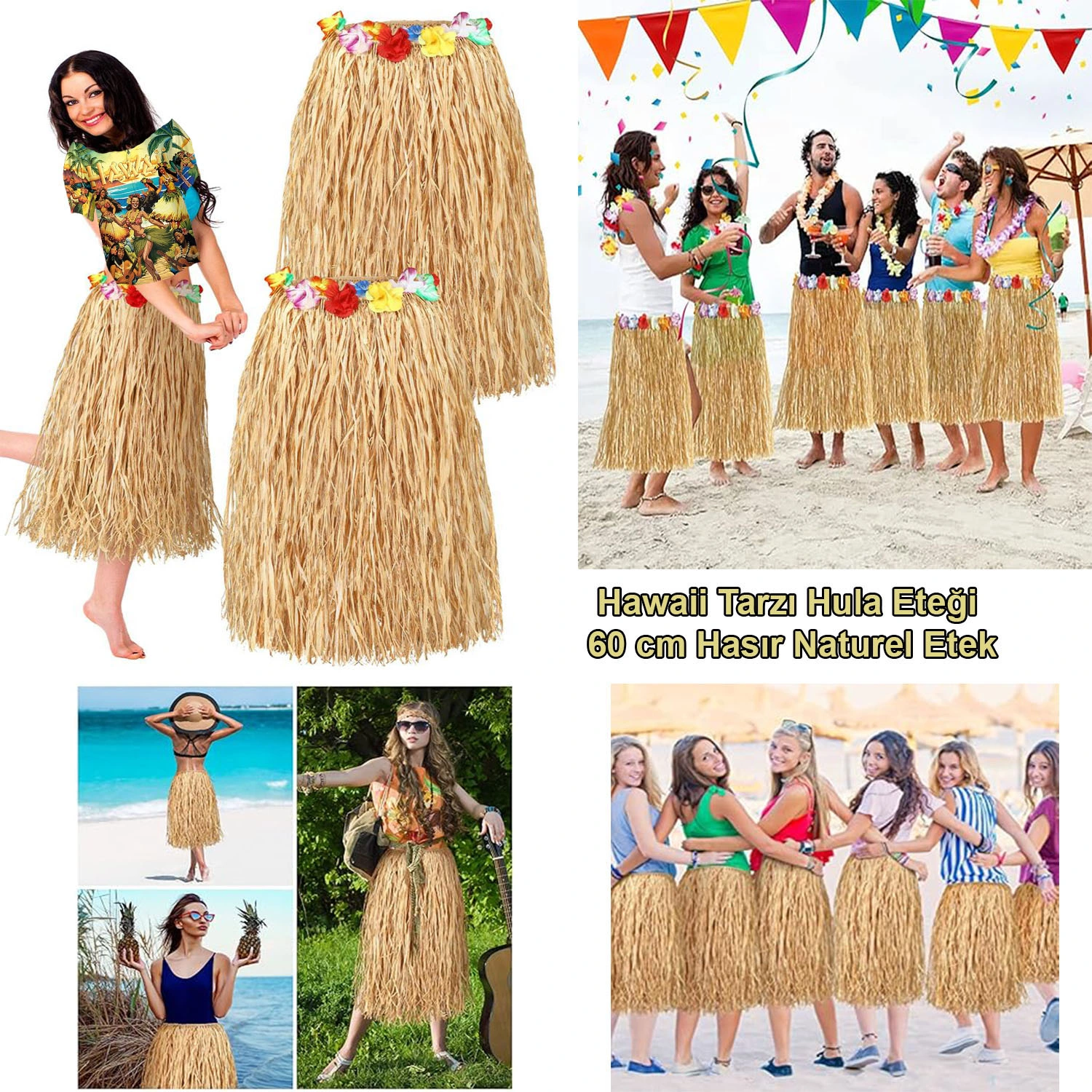 Hawaii Tarzı Hula Eteği – 60 Cm Hasır Natural Etek ( Lisinya ) Hawaii Tarzı Hula Eteği – 60 Cm Hasır Natural Etek ( Lisinya )