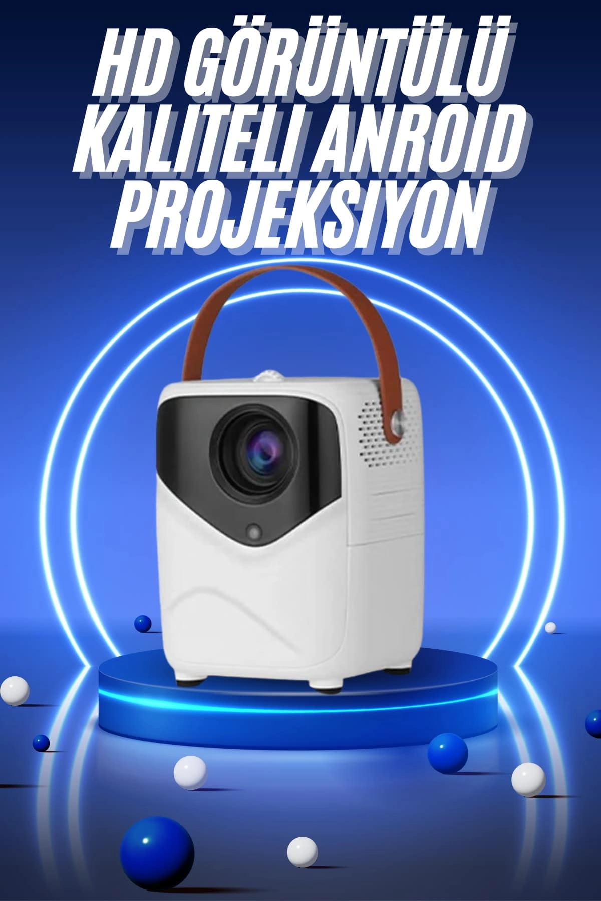 Hd Ayaklı Portatif Projeksiyon Cihazı Bluetooth Kablosuz Akıllı Android İşlemcili ( Lisinya )