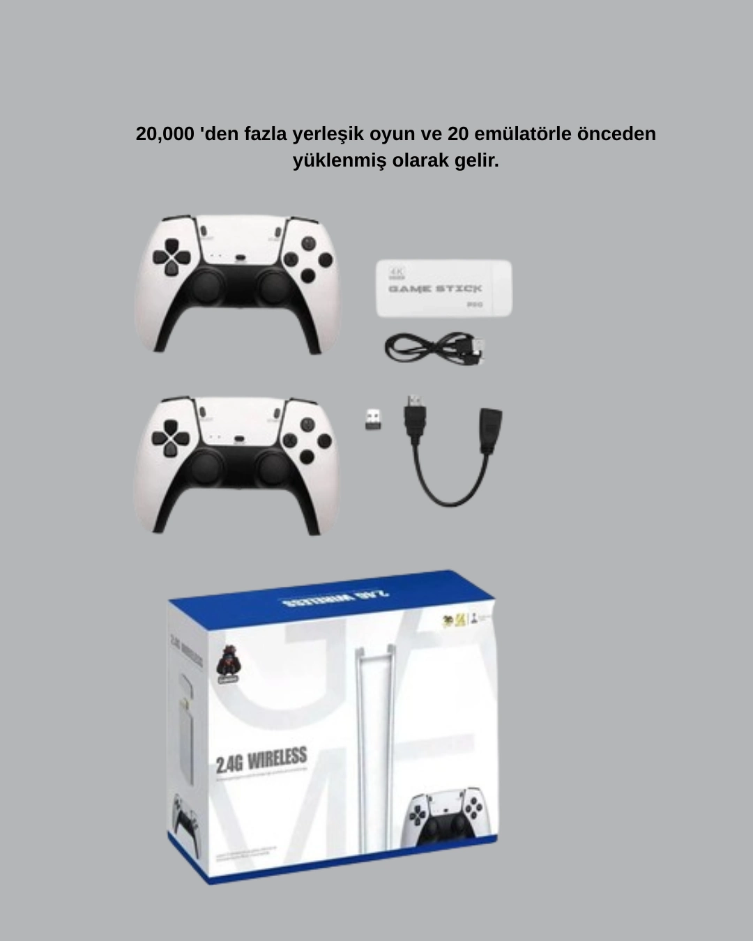 Hdmı Çıkışlı Kablosuz 2 Kollu 4k Retro Oyun Kutusu ( Lisinya )