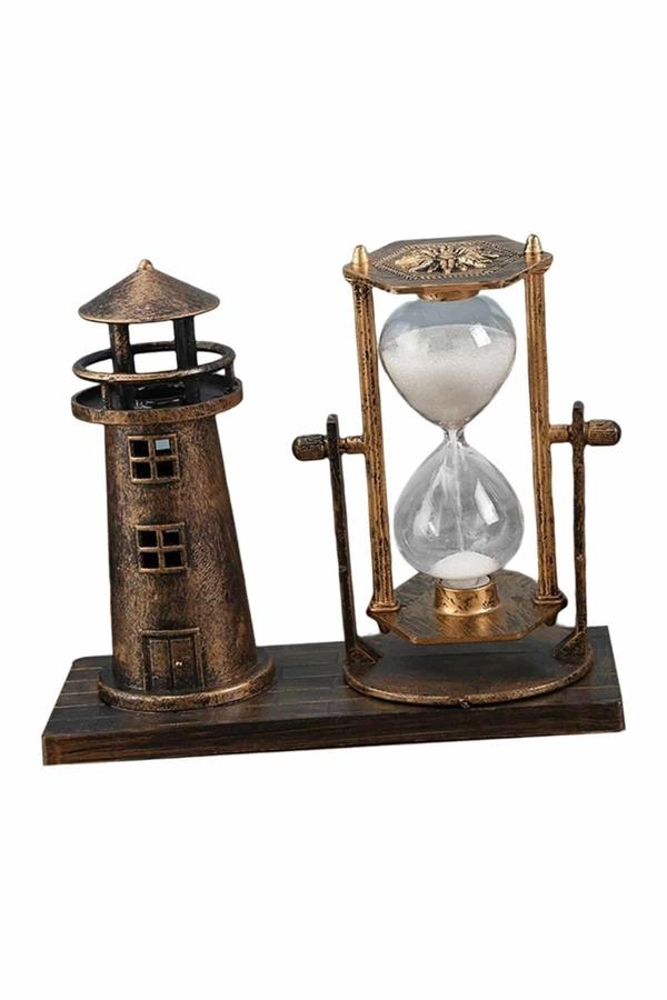 Hediyelik Eşya Retro Ahşap Deniz Feneri Kum Saati Biblo ( Lisinya )