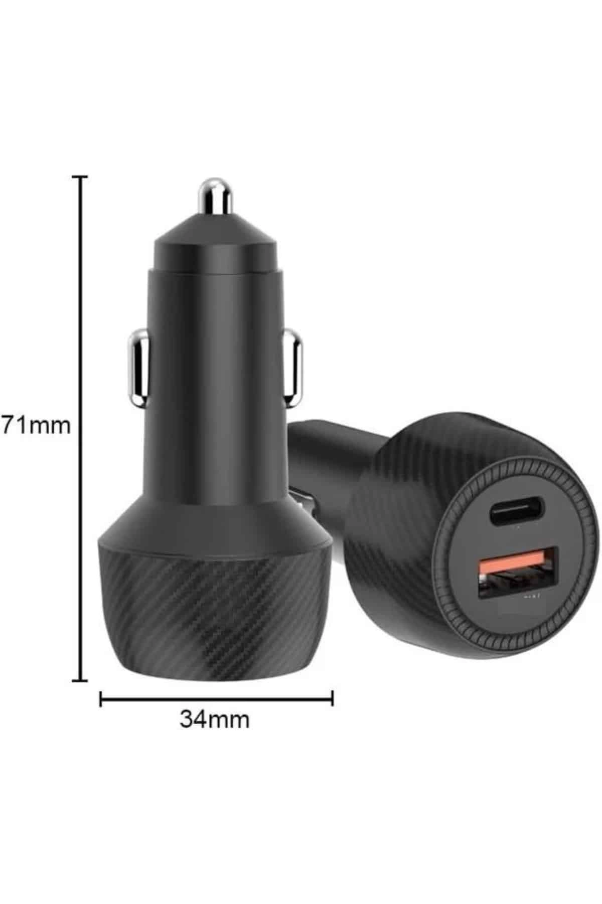 Hızlı Oto Şarj Cihazı 38w Çift Girişli Hızlı Şarj Oto Çakmaklık Type-c ( Lisinya )