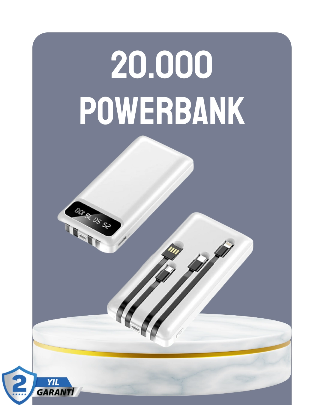 Hızlı Şarj Destekli 20.000mah Powerbank Usb Type-c Lightning Lcd ( Lisinya )