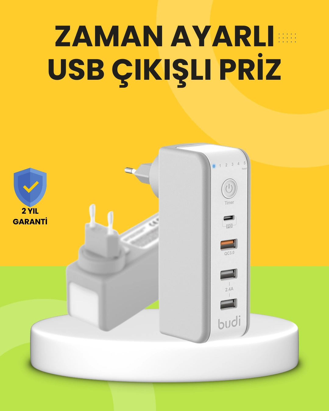 Hızlı Şarj Destekli Zaman Ayarlı Usb Şarj Adaptörü ( Lisinya )