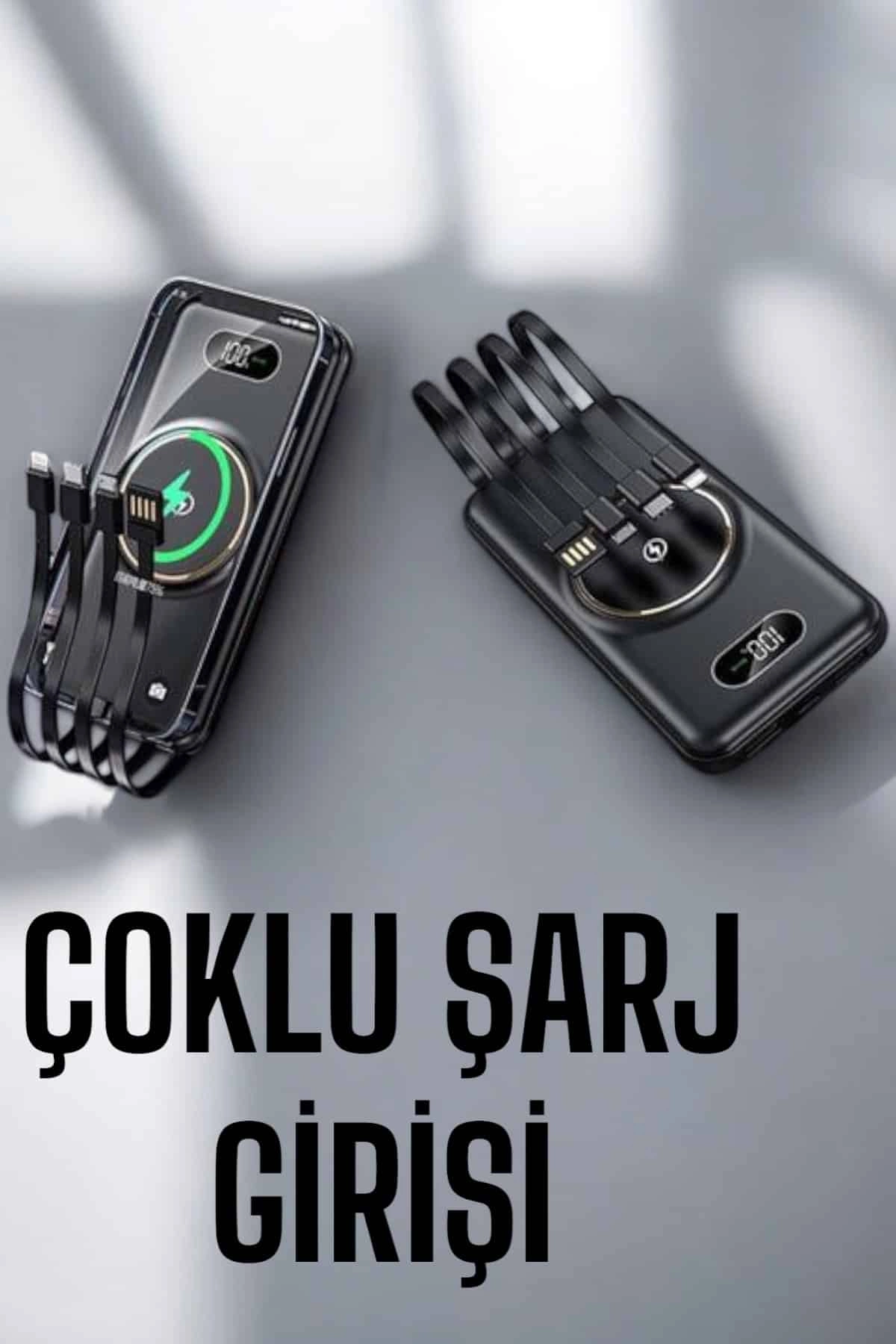 Hızlı Şarj Dijital Göstergeli Powerbankli Çoklu Şarj Özelliği ( Lisinya )