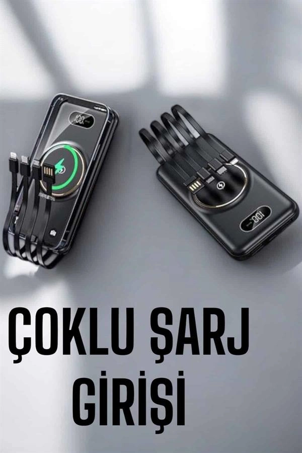 Hızlı Şarj Dijital Göstergeli Powerbankli Çoklu Şarj Özelliği ( Lisinya )