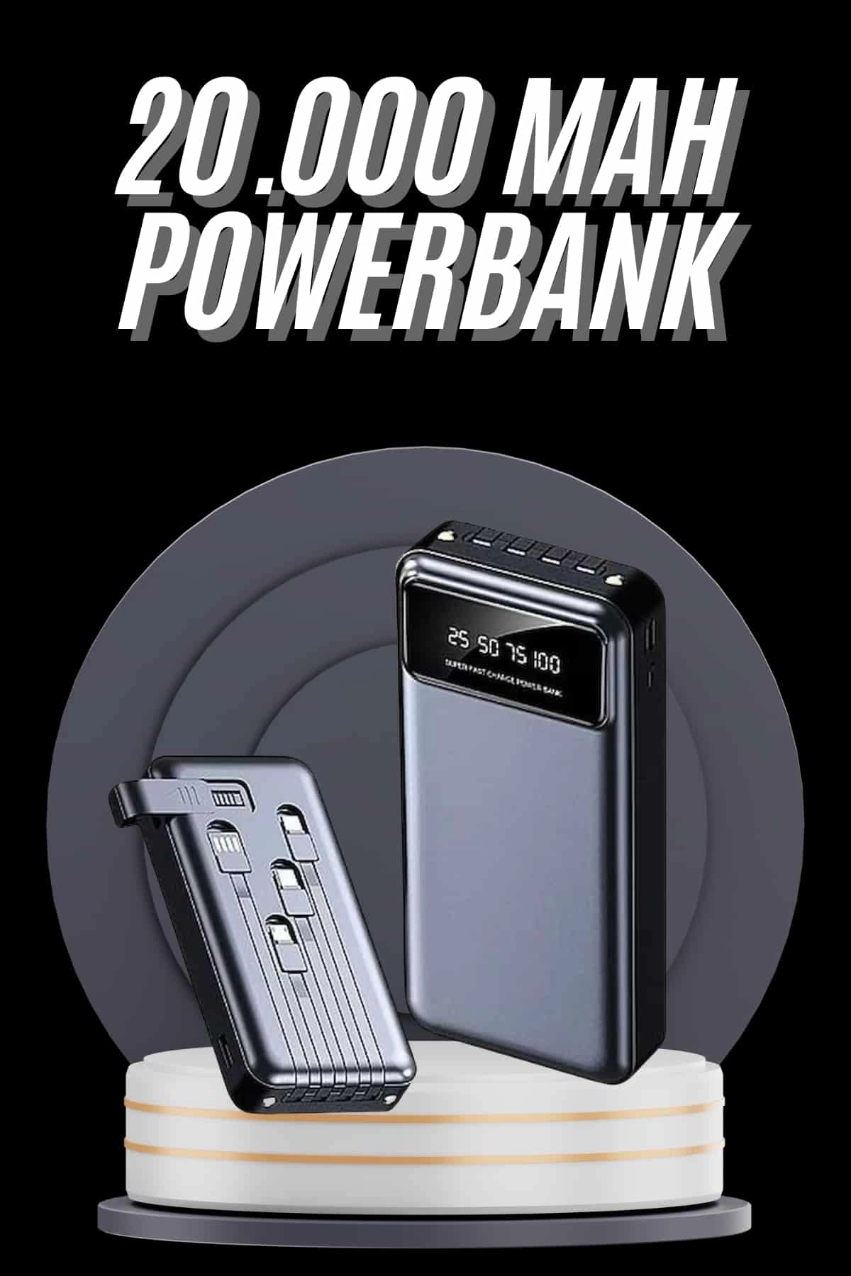 Hızlı Şarj Özellikli 20.000 Mah Dijital Göstergeli Usb Girişli Android Ve İos Uyumlu Powerbank ( Lisinya )