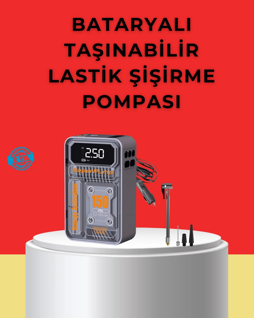 Hızlı Şişirme Güçlü Motorlu 150 Psı Araba Lastik Pompası ( Lisinya )