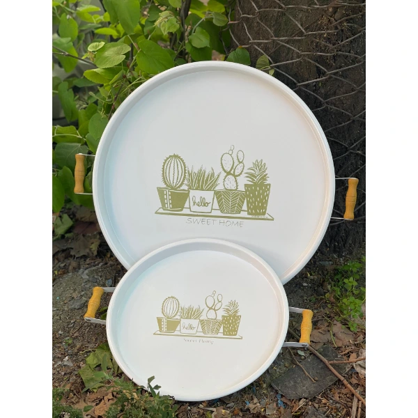 İkili Yuvarlak Sunum Tepsisi Seti ( Lisinya ) İkili Yuvarlak Sunum Tepsisi Seti ( Lisinya )