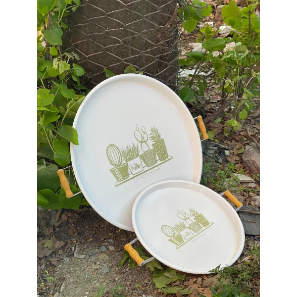 İkili Yuvarlak Sunum Tepsisi Seti ( Lisinya ) İkili Yuvarlak Sunum Tepsisi Seti ( Lisinya )