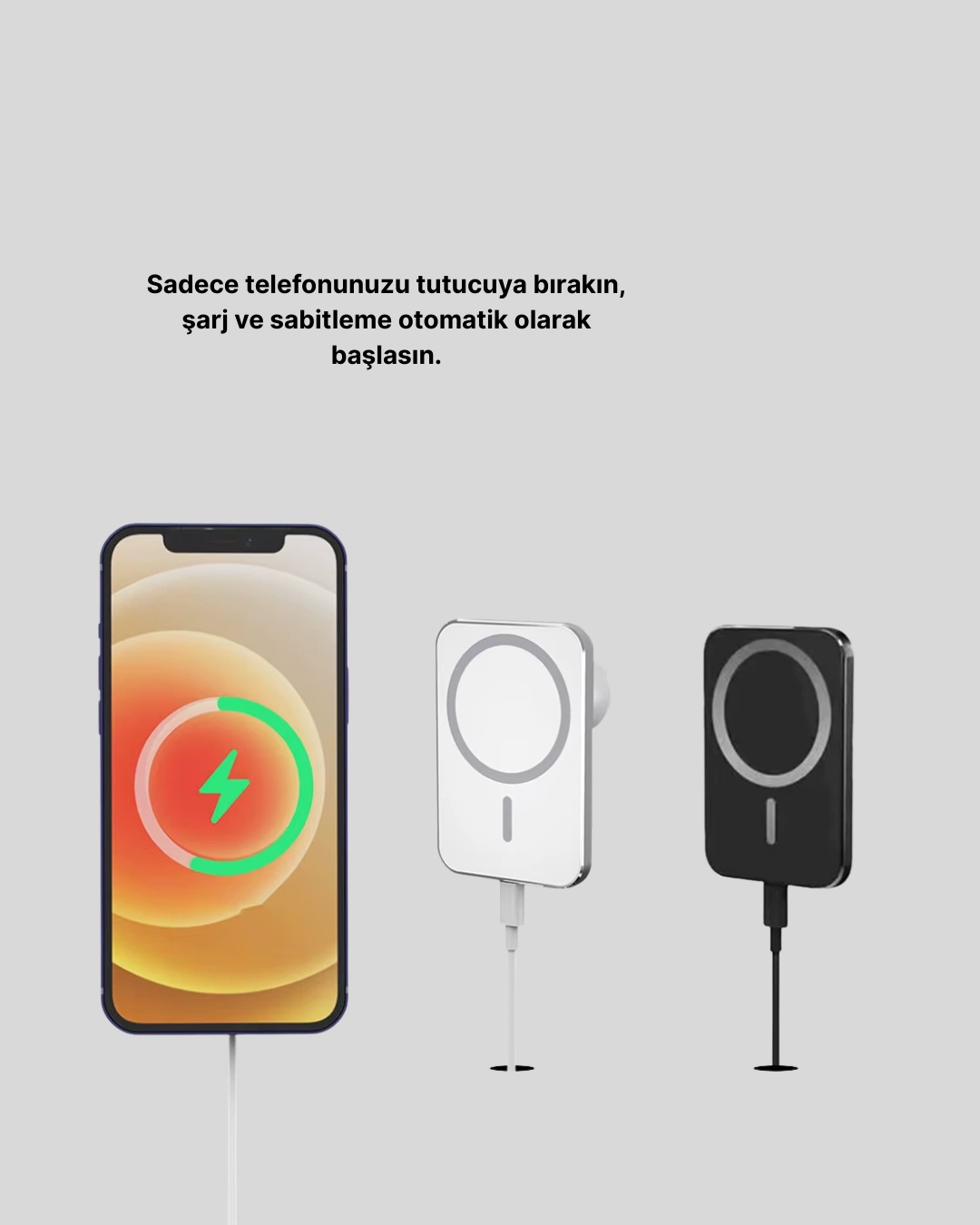 İphone Serileri İle Uyumlu Magsafe Manyetik Araç Telefon Tutucu Ve Şarj Cihazı ( Lisinya )