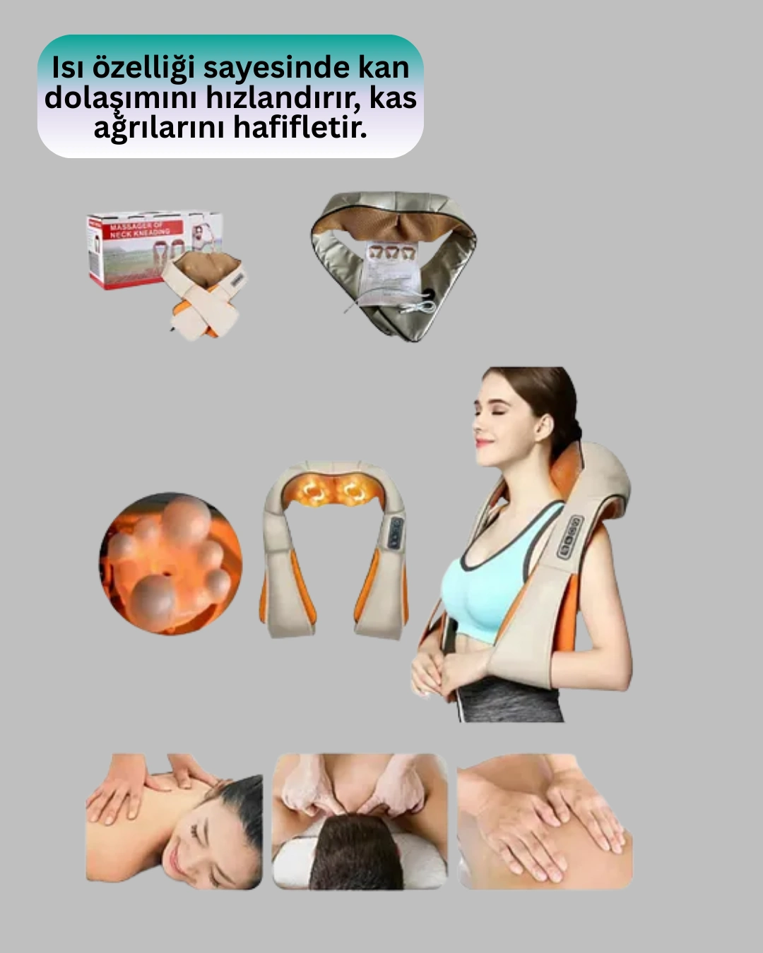 Isıtma Fonksiyonlu Ovmalı Boyun Omuz Ve Vücut Masaj Cihazı Rahatlatıcı ( Lisinya )