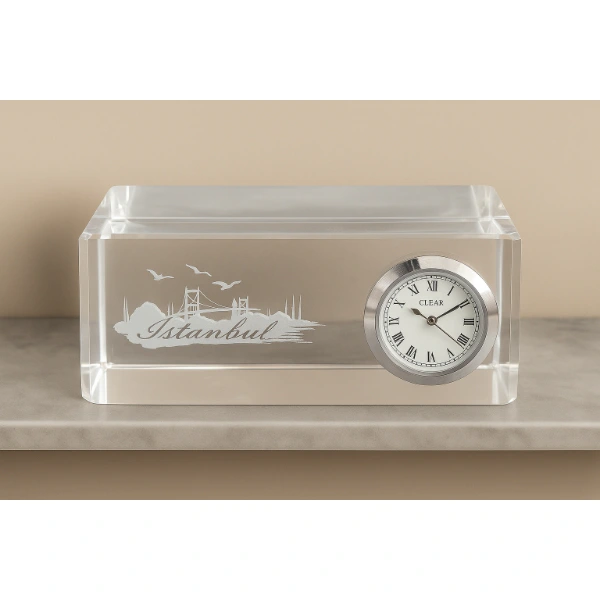 İstanbul Tasarımlı Kristal Saatli Biblo ( Lisinya )