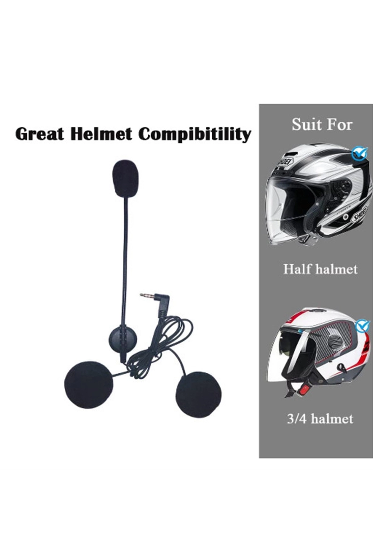Jack Girişli 3.5mm İntercom Kulaklığı Bt31,bt22,bt35 Uyumlu Motorsiklet Kask Yedek Mikrofon ( Lisinya )