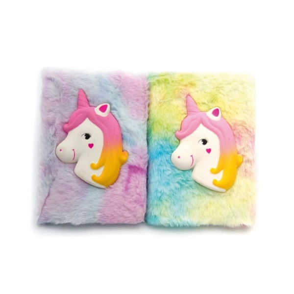 Kabartmalı Unicorn Tasarımlı Peluş Hatıra Defteri ( Lisinya )