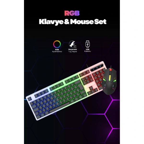 Kablolu Işıklı Gaming Standart Türkçe Q Klavye Ve Mouse Seti ( Lisinya ) Kablolu Işıklı Gaming Standart Türkçe Q Klavye Ve Mouse Seti ( Lisinya )