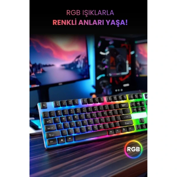 Kablolu Işıklı Gaming Standart Türkçe Q Klavye Ve Mouse Seti ( Lisinya ) Kablolu Işıklı Gaming Standart Türkçe Q Klavye Ve Mouse Seti ( Lisinya )