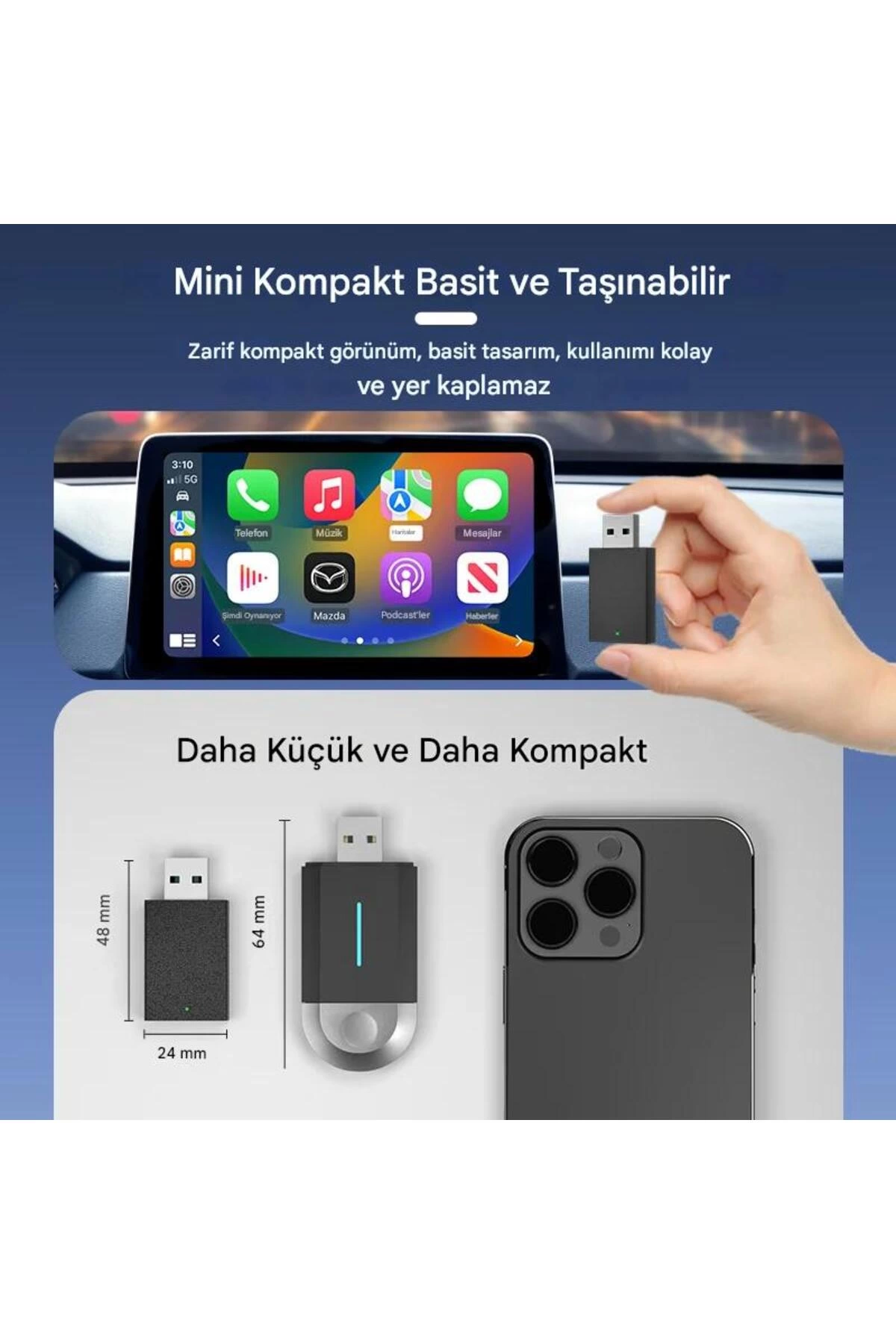 Kablosuz Android Auto/car Play Usb Dongle Cihazı ( Lisinya ) Kablosuz Android Auto/car Play Usb Dongle Cihazı ( Lisinya )
