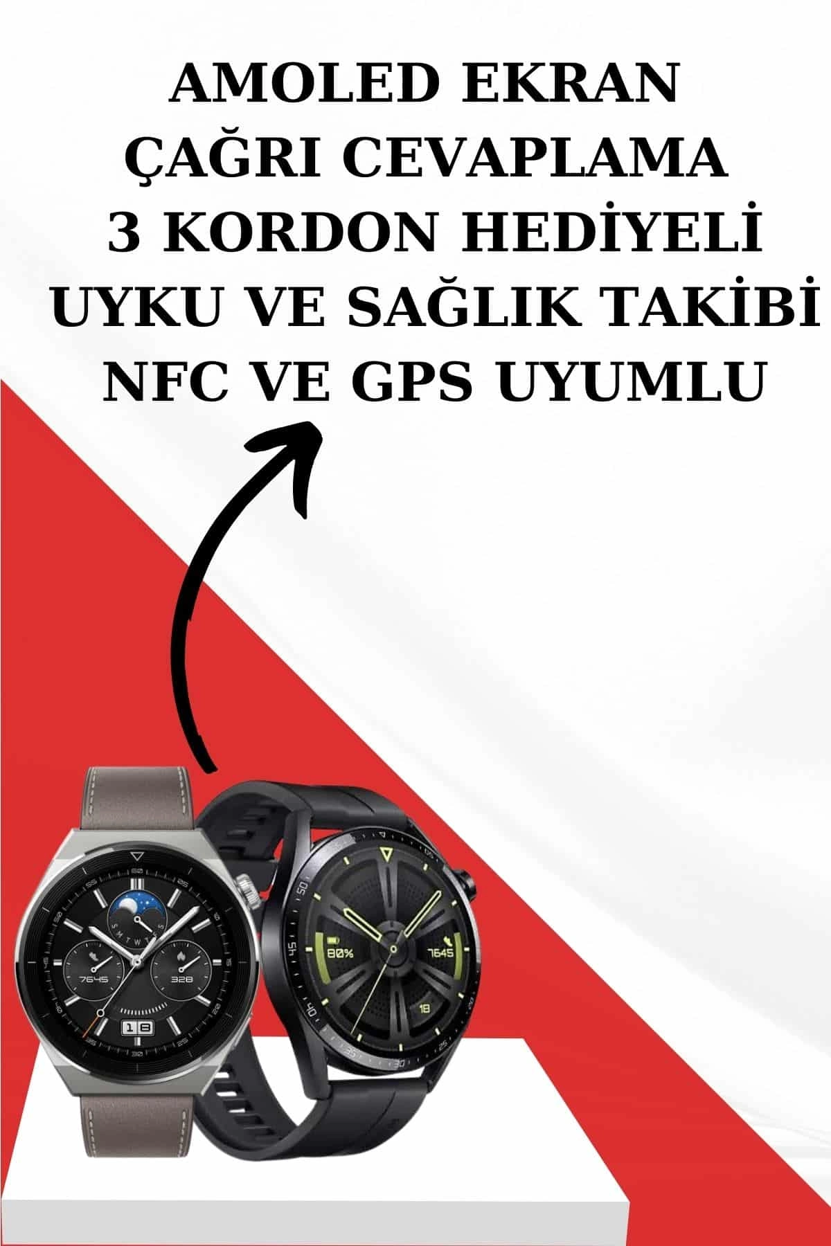 Kablosuz Bluetooth Kulaklık Ve Kordon Hediyeli Akıllı Saat Nabız Ölçer Uzun Pil Ömrü ( Lisinya )