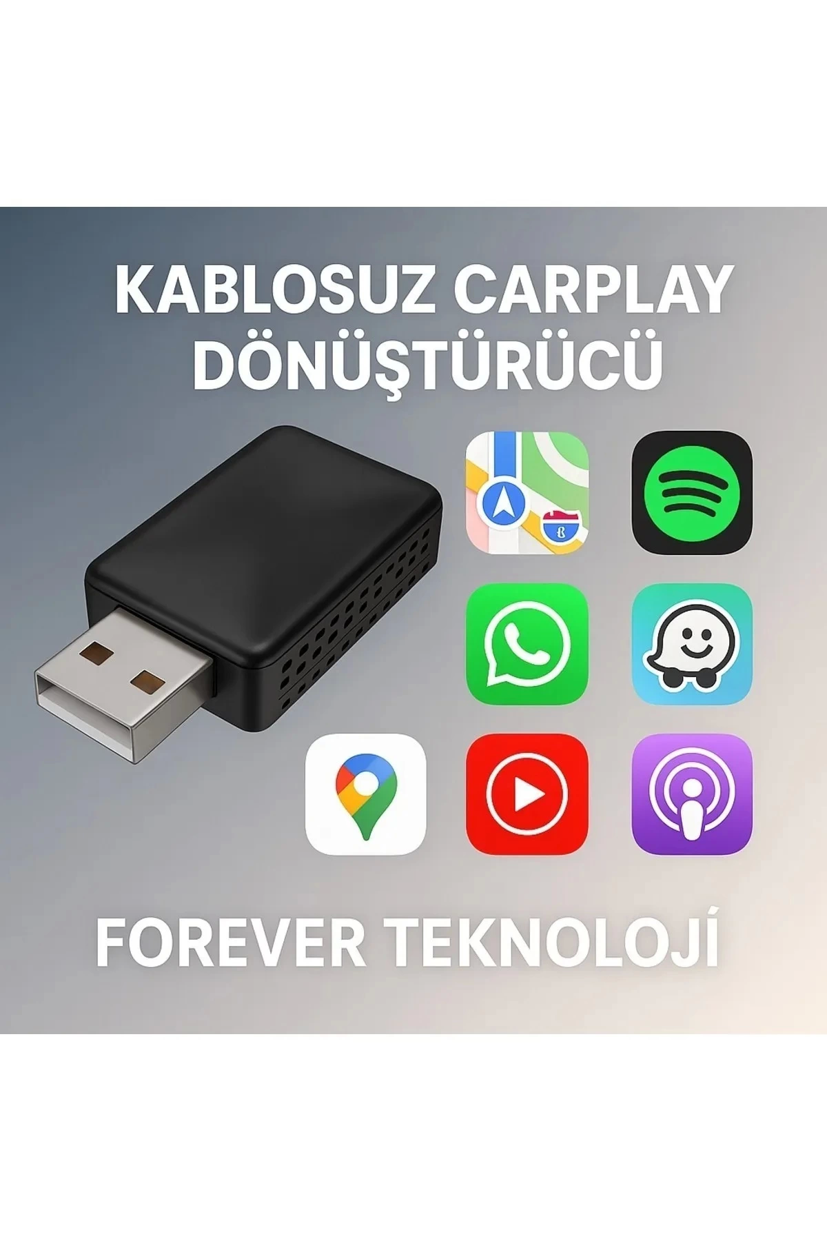 Kablosuz Carplay & Android Auto Adaptörü - Apple Ve Android Cihazlar İçin Evrensel Wireless Carplay Çevirici ( Lisinya )