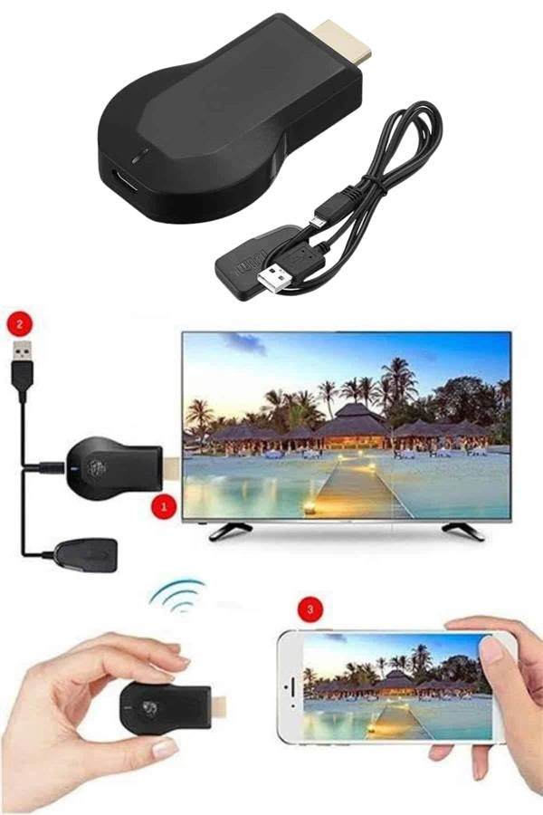 Kablosuz Hdmı Ses Ve Görüntü Aktarıcı Kolay Taşınabilir Yüksek Çözünürlüklü ( Lisinya )