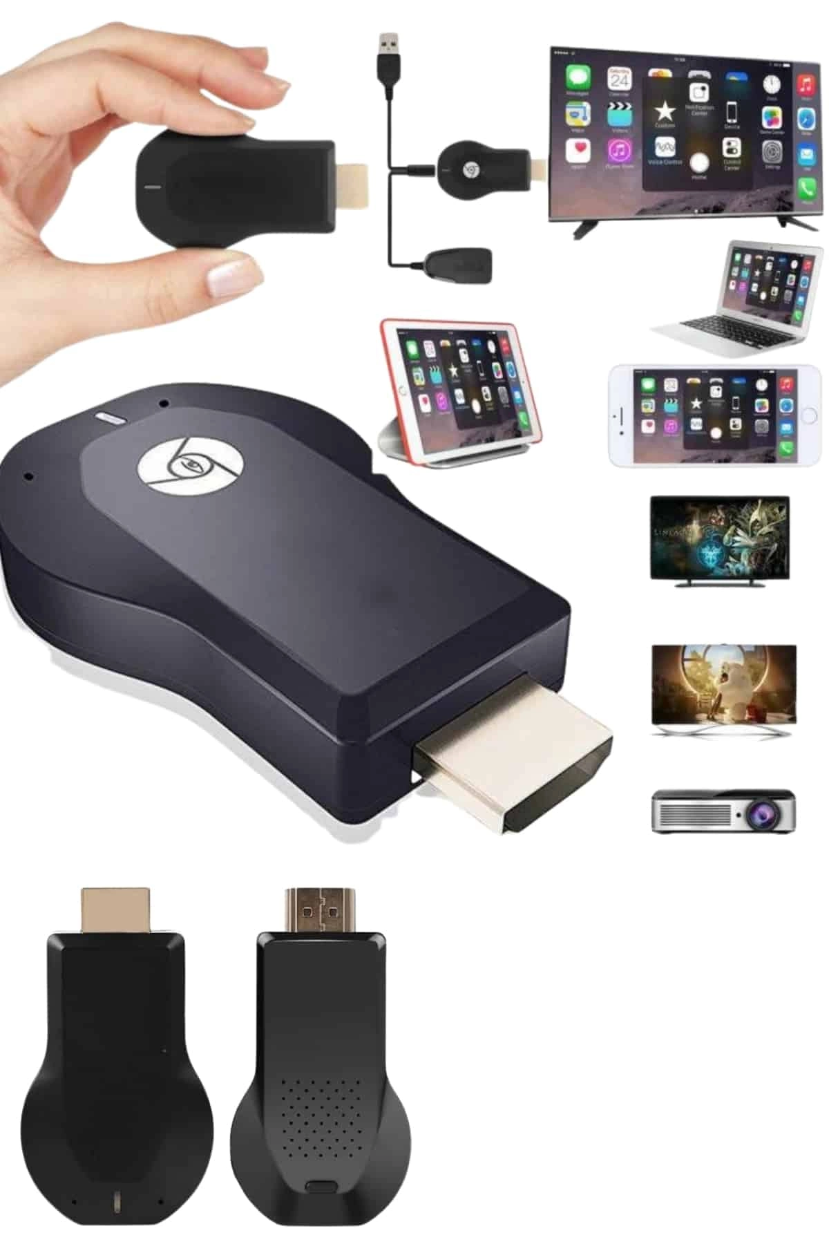 Kablosuz Hdmı Ses Ve Görüntü Aktarıcı Kolay Taşınabilir Yüksek Çözünürlüklü ( Lisinya )