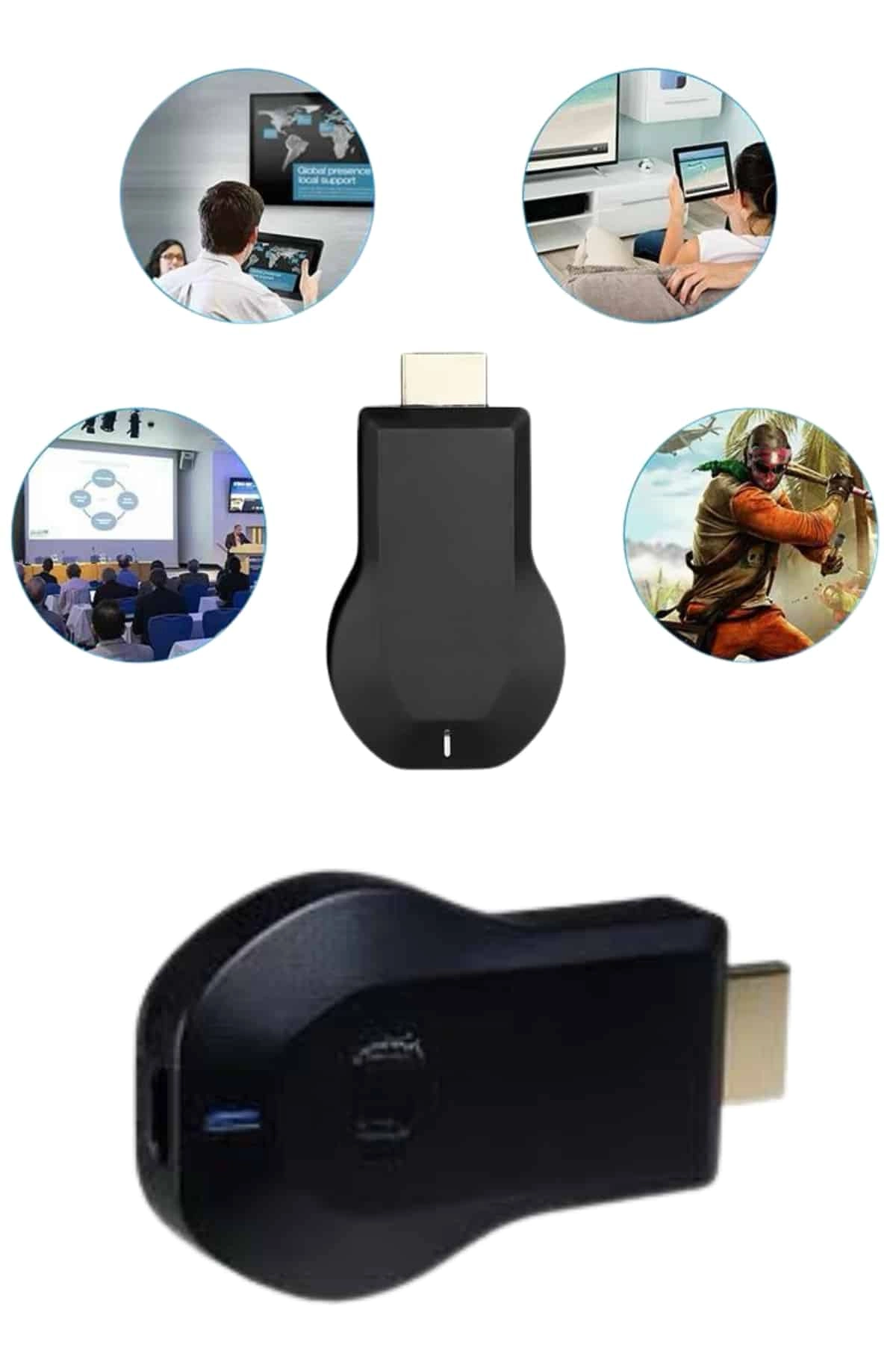 Kablosuz Hdmı Ses Ve Görüntü Aktarıcı Kolay Taşınabilir Yüksek Çözünürlüklü ( Lisinya )