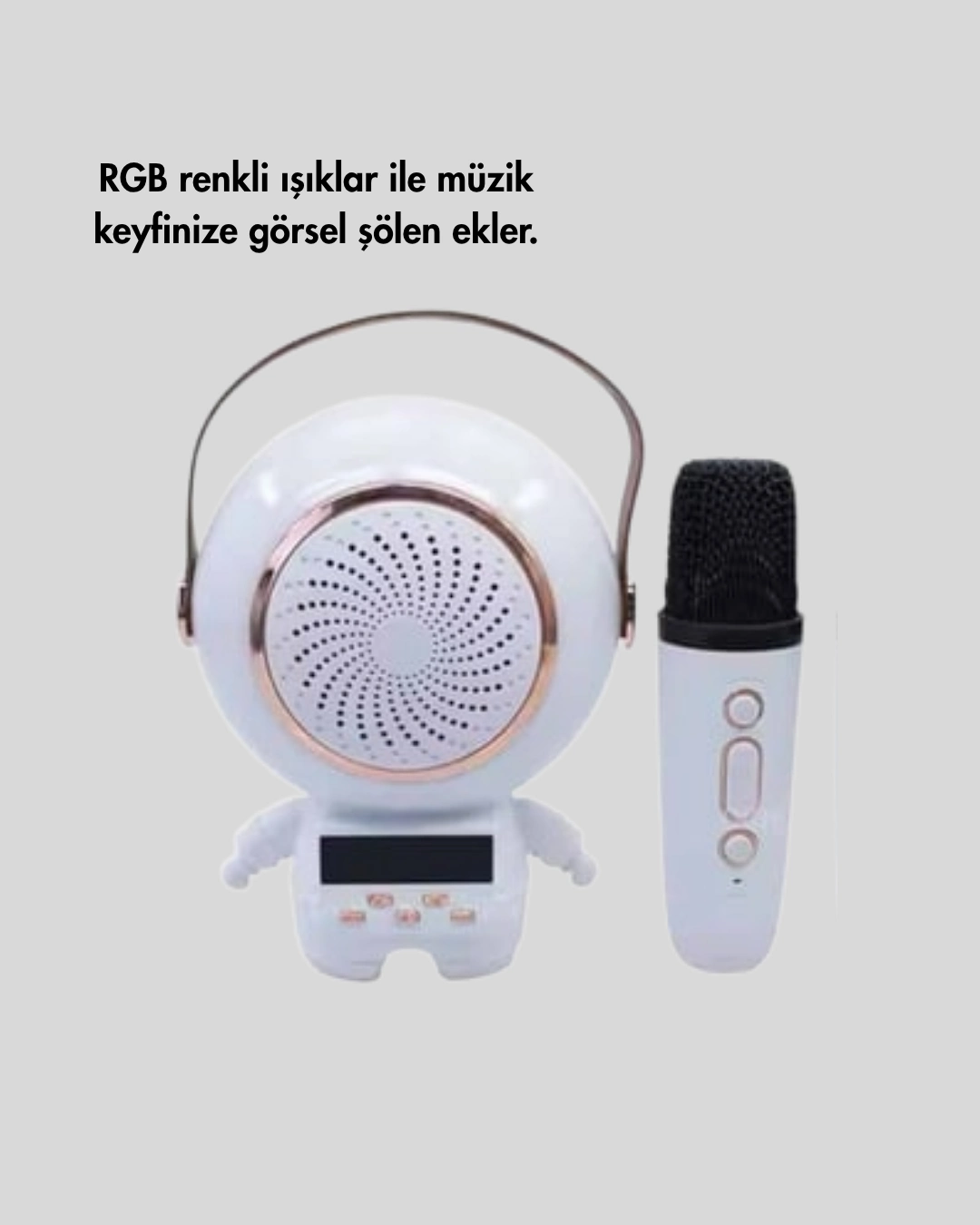Kablosuz Mikrofonlu Astronot Tasarım Bluetooth Speaker Karaoke ( Lisinya )