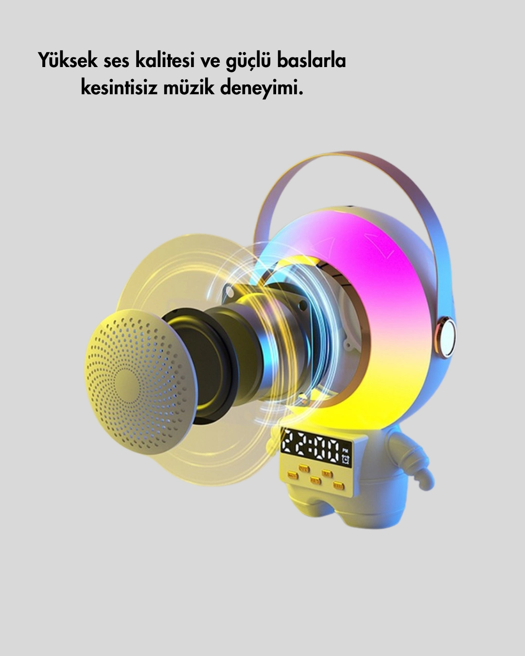 Kablosuz Mikrofonlu Astronot Tasarım Bluetooth Speaker Karaoke ( Lisinya )