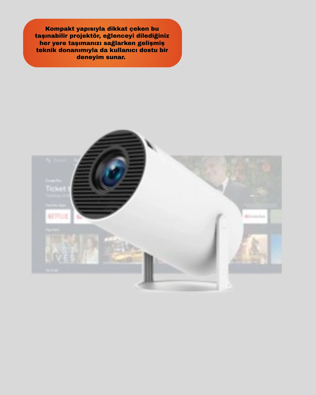 Kablosuz Mini Projeksiyon Cihazı Oyun Ve Film İçin Taşınabilir Ev Sineması ( Lisinya )