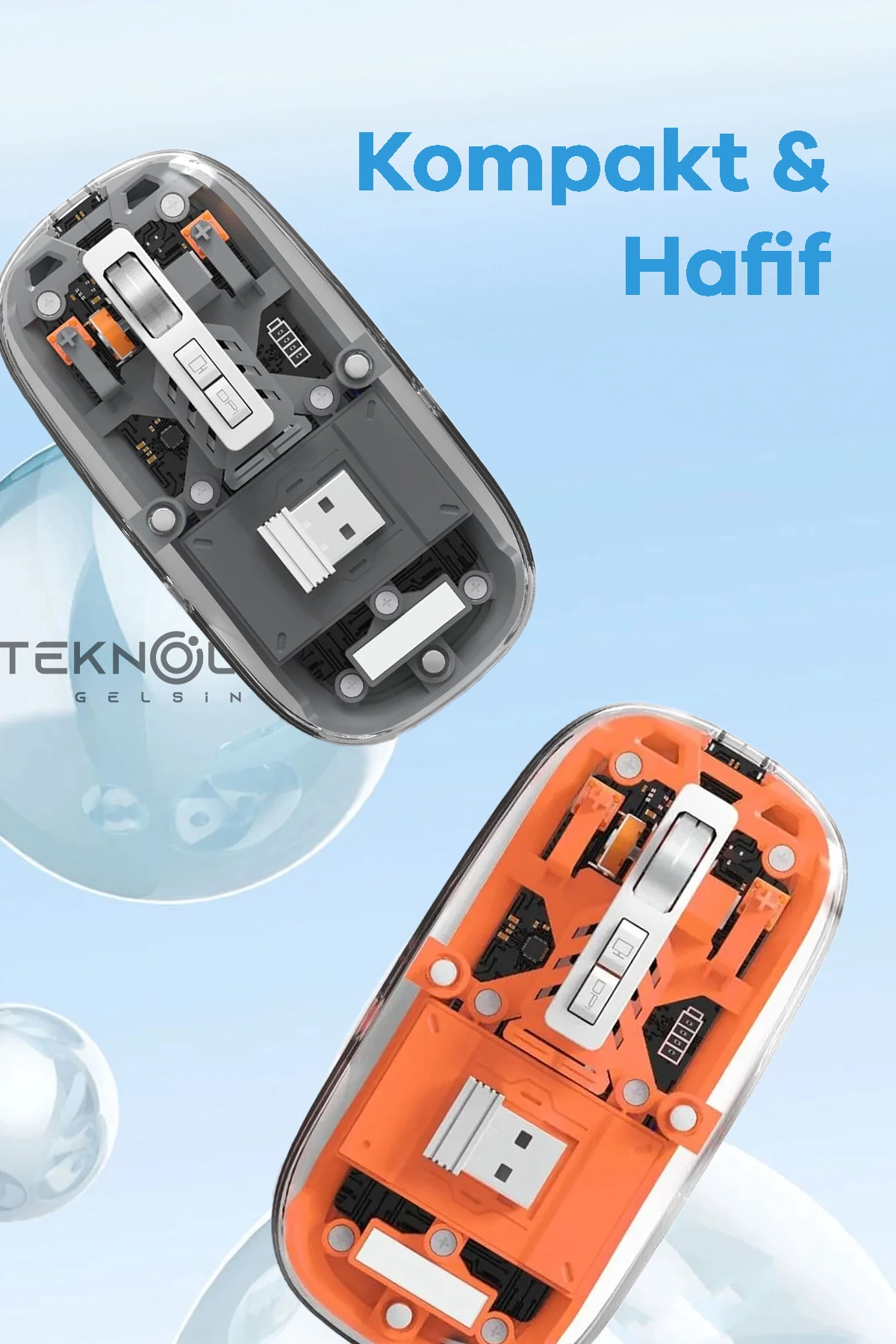 Bluetooth Usb Çift Modlu Sessiz Mouse, Şeffaf Mıknatıslı Kapaklı, Type-c Şarjlı, Dpı Ayarlı, Kablosuz 10m Çekim Mesafeli, Masaüstü Kısayol Tuşlu, Taşınabilir Şarjlı Mouse Turuncu ( Lisinya )