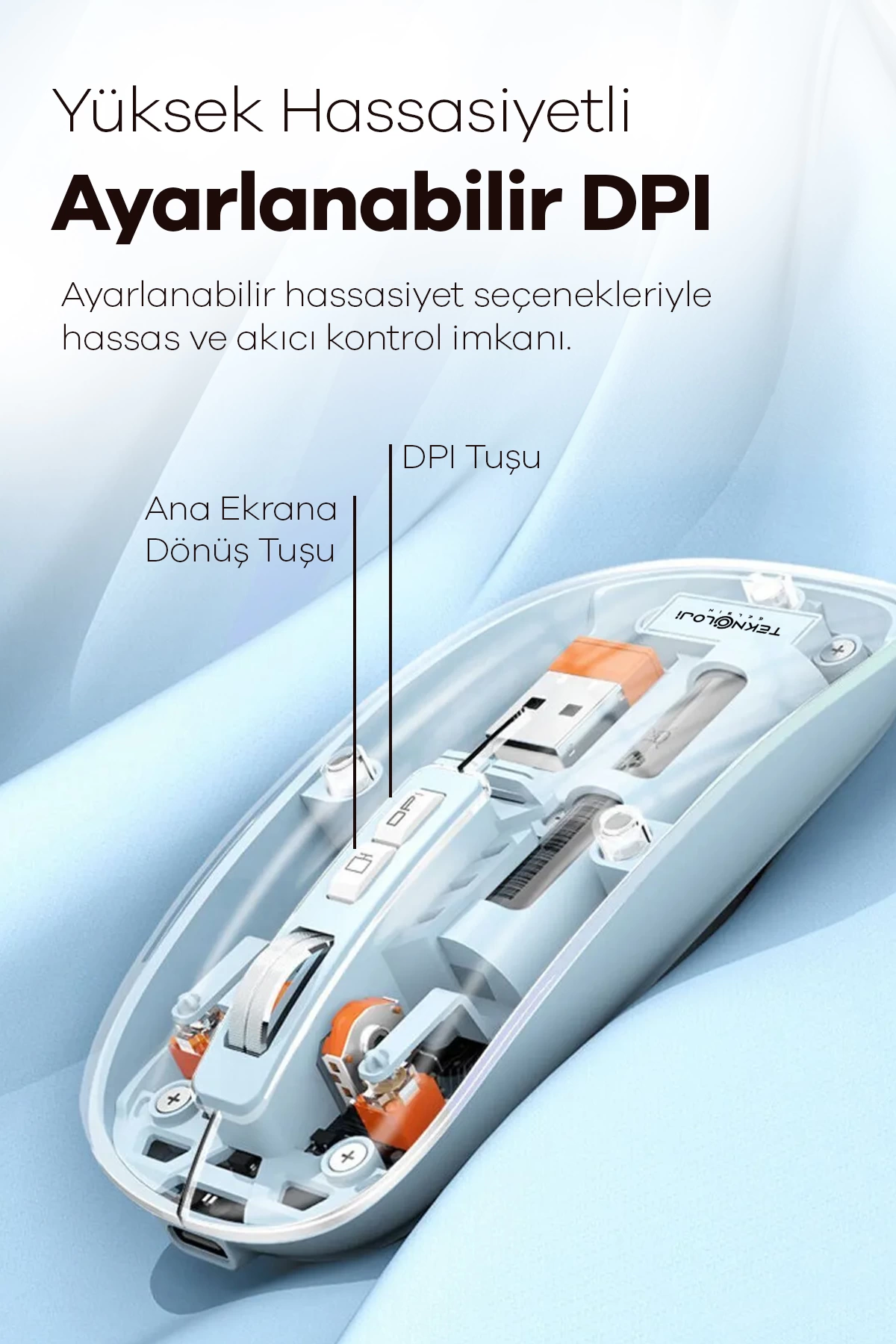 Bluetooth Usb Çift Modlu Sessiz Mouse, Şeffaf Mıknatıslı Kapaklı, Type-c Şarjlı, Dpı Ayarlı, Kablosuz 10m Çekim Mesafeli, Masaüstü Kısayol Tuşlu, Taşınabilir Şarjlı Mouse Siyah ( Lisinya )