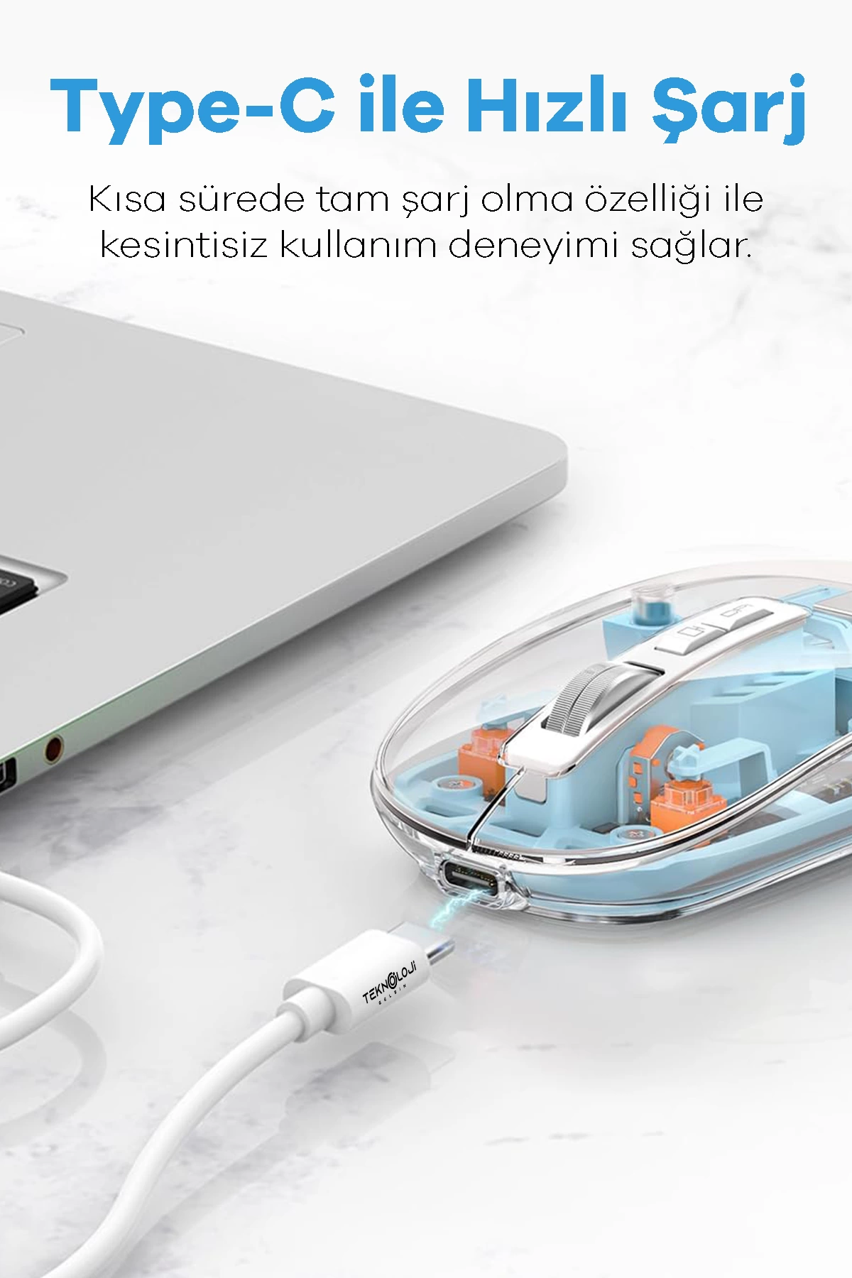 Bluetooth Usb Çift Modlu Sessiz Mouse, Şeffaf Mıknatıslı Kapaklı, Type-c Şarjlı, Dpı Ayarlı, Kablosuz 10m Çekim Mesafeli, Masaüstü Kısayol Tuşlu, Taşınabilir Şarjlı Mouse Beyaz ( Lisinya )
