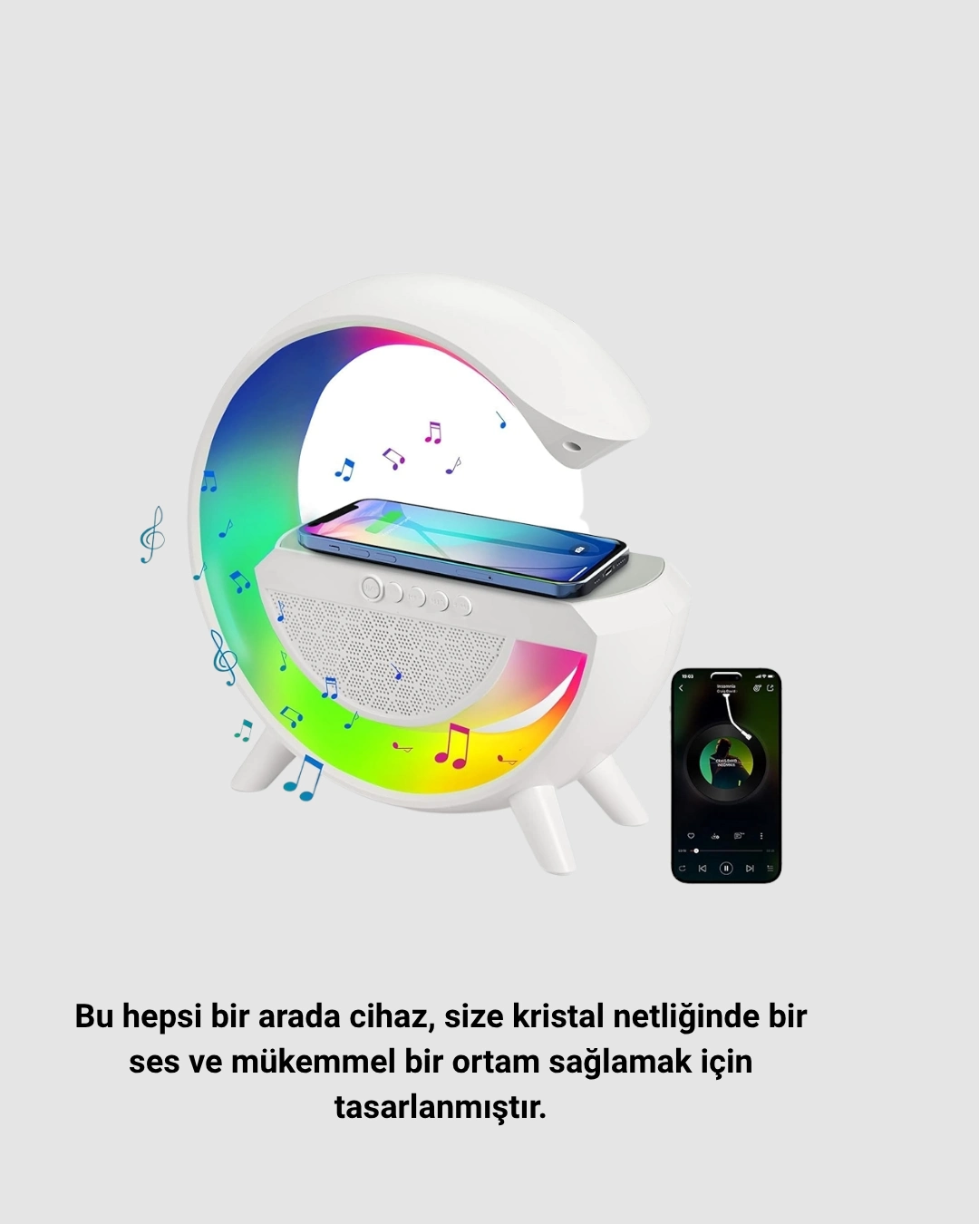 Kablosuz Şarjlı Bluetooth Hoparlör Ve Gece Lambası – Nfc, Fm Radyo, Rgb Işık ( Lisinya )